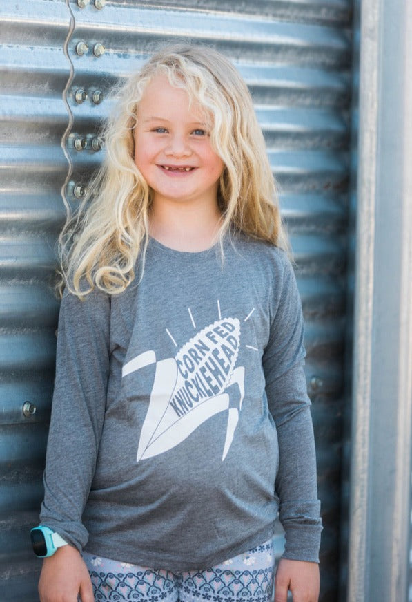 Cornfed Knucklehead Kids Graphic T-Shirt | Sizes Small-XL Short Sleeve Triblend | Royal Blue / Small