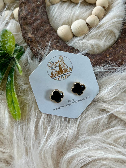 Western Black Clover Stud Earrings