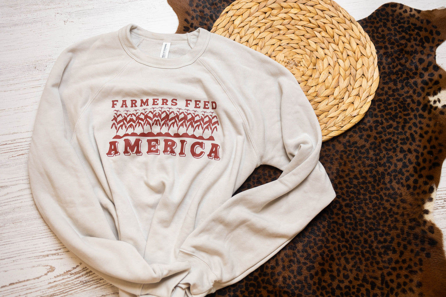 sweatshirt laying flat, front view