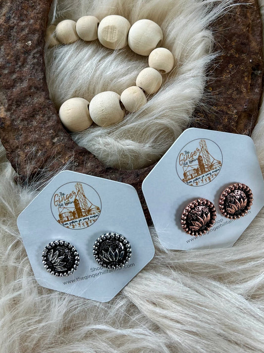Western Sunflower Stud Earrings