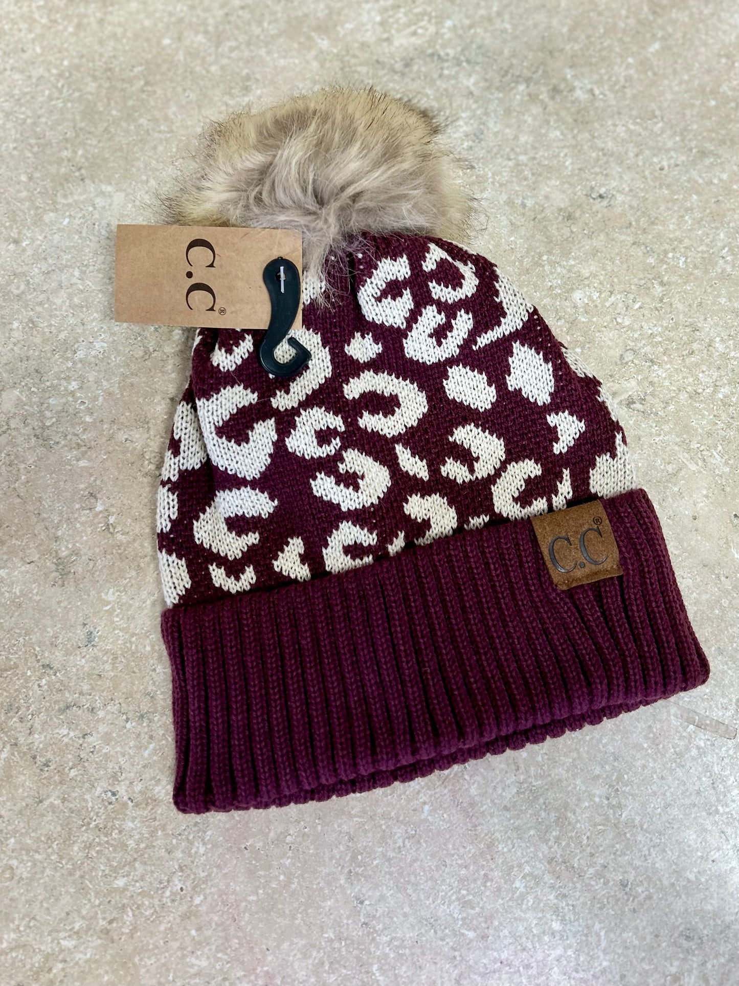 Monaco Leopard Pom Beanie