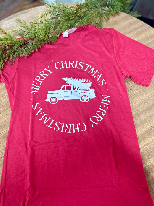 Merry Christmas Truck Short Sleeve T-Shirt