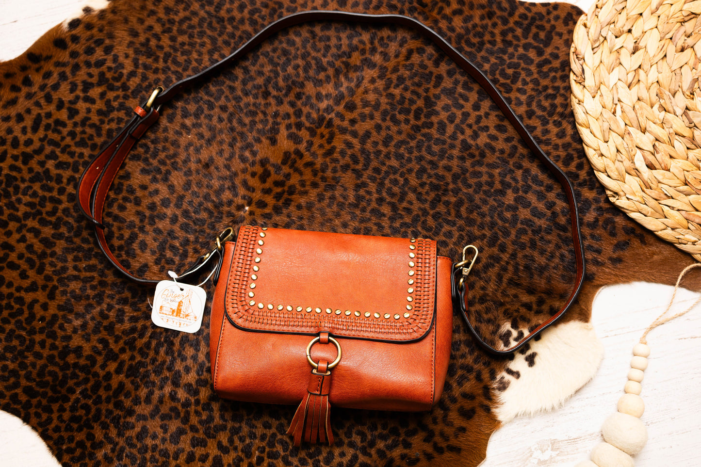 purse front view laying flat