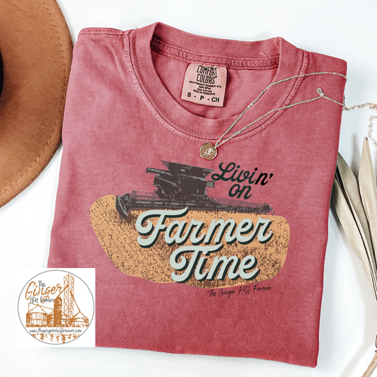 crimson tee with graphic on white background