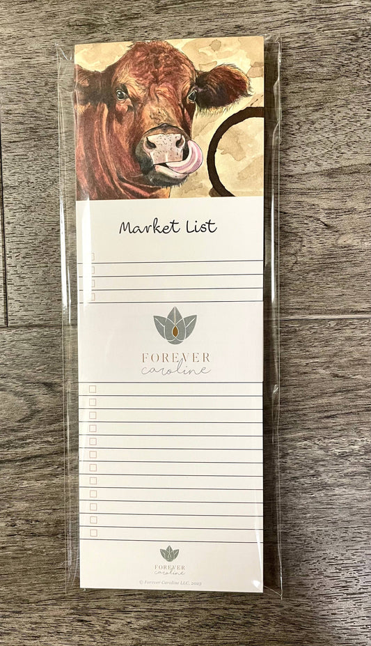 Cow Magnetic Fridge Notepad & List
