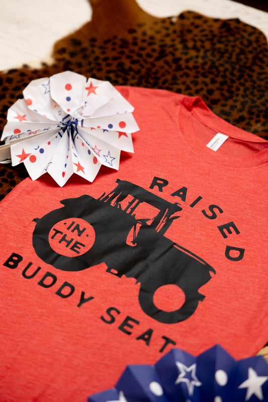 Raised in the Buddy Seat Kids Tee