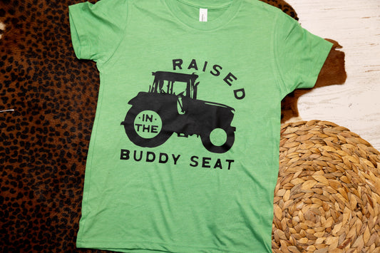 Raised in the Buddy Seat Kids Tee
