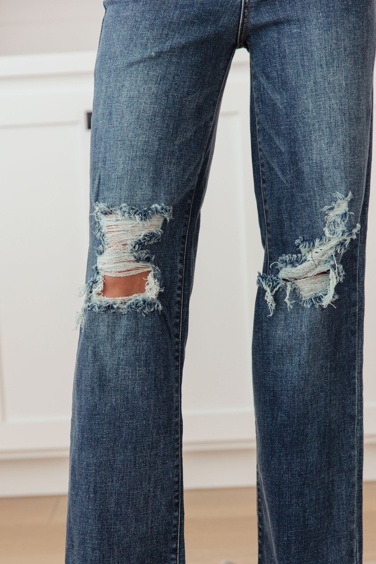 Judy Blues Rose High Rise 90's Straight Jeans in Dark Wash