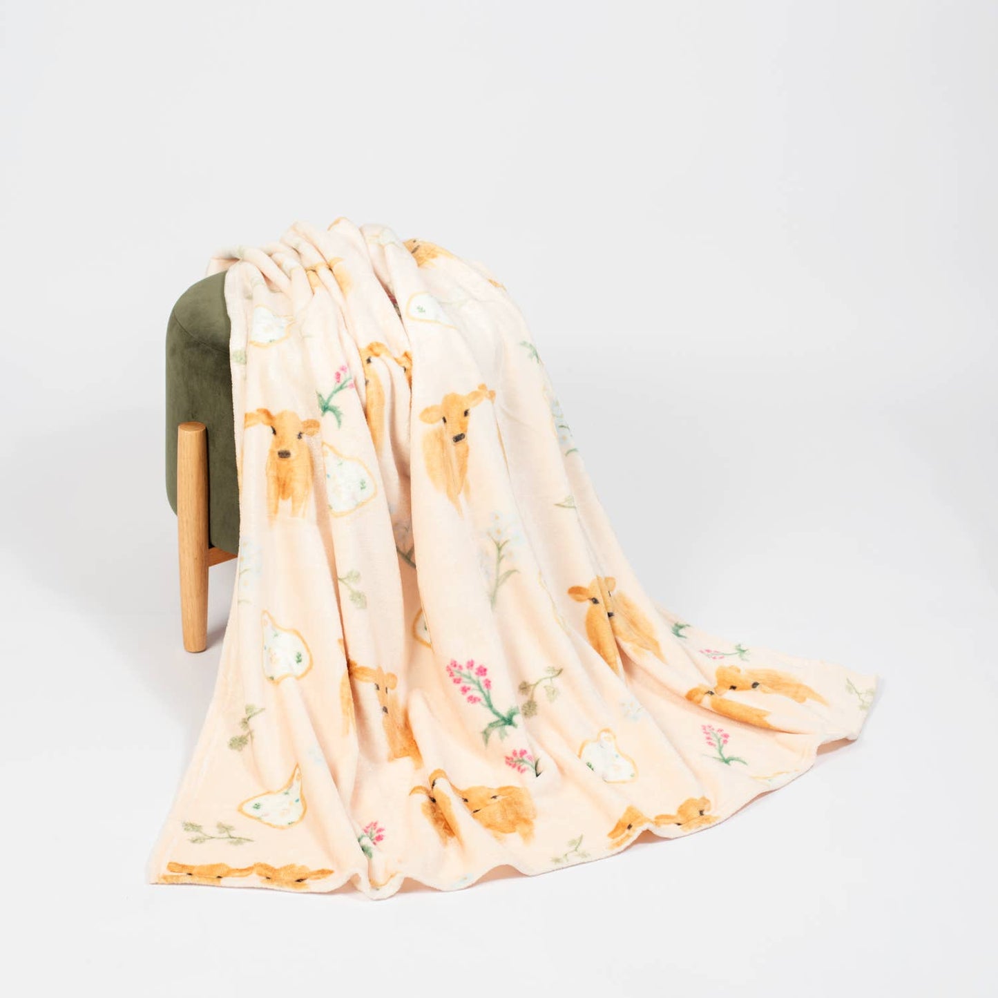 Jersey Calves & Ear Tag Plush Throw Blanket