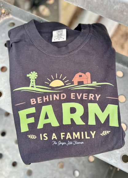 Behind Every Farm is a Family Graphic Tee, Long Sleeve Tee or Sweatshirt | Small-3XL