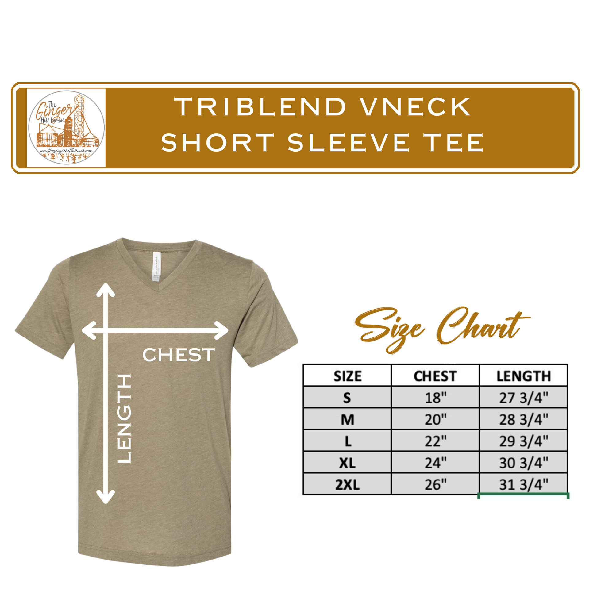 triblend v neck short sleeve size chart