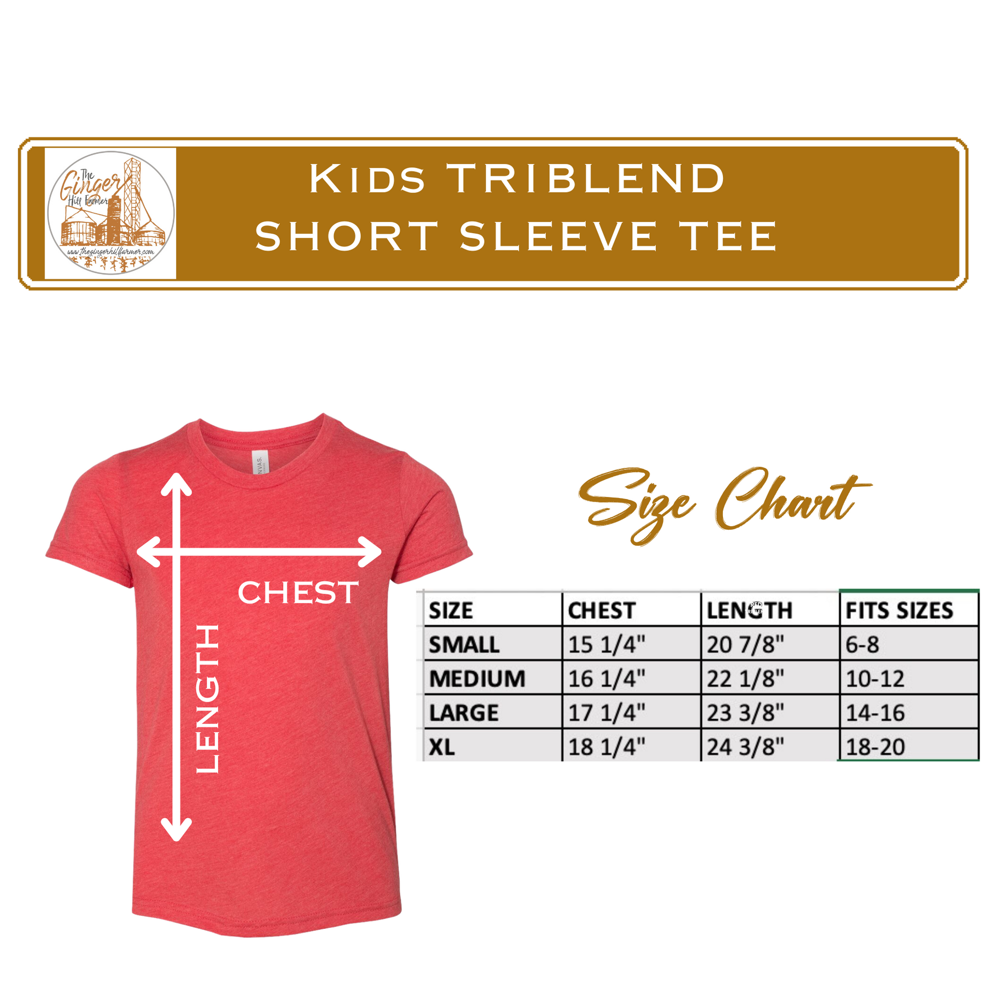 short sleeve tee size chart