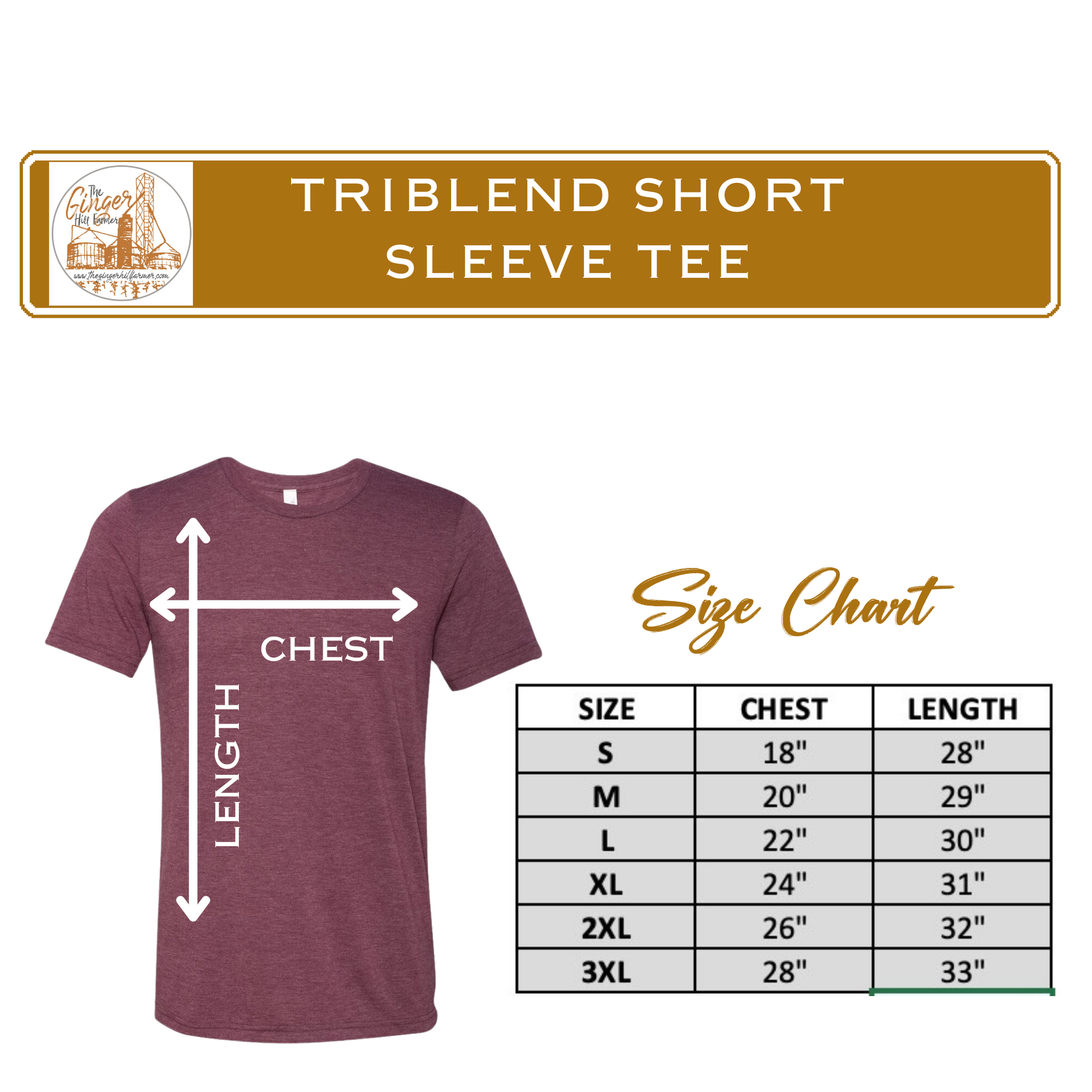 triblend short sleeve size chart