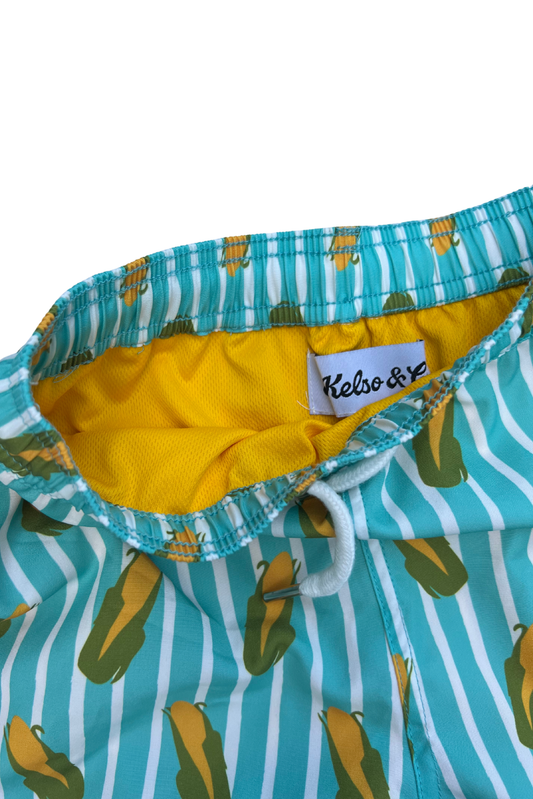 Striped Boy's Corny Swim Trunks