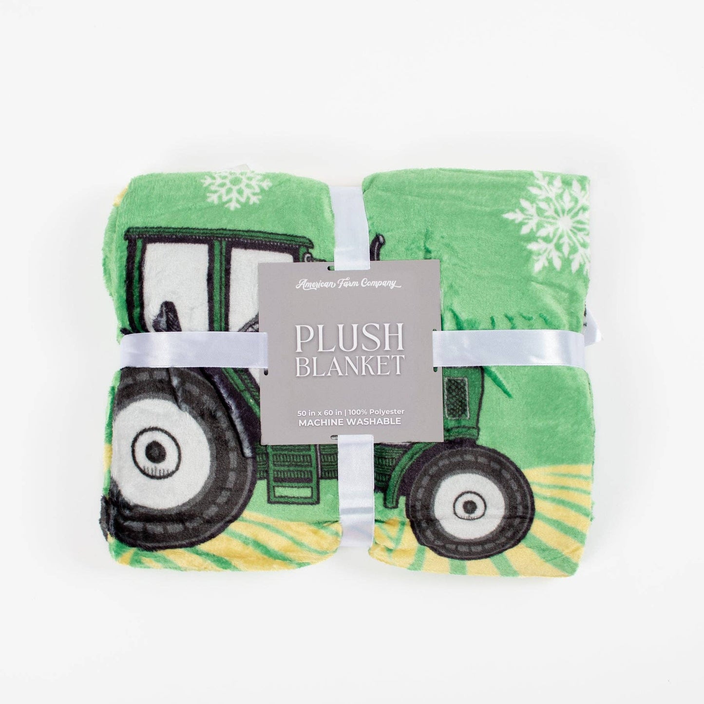 Green Tractor Christmas Plush Blanket