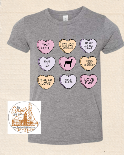 Kids Candy Hearts Animals Graphic T-Shirt | Sizes Small-XL