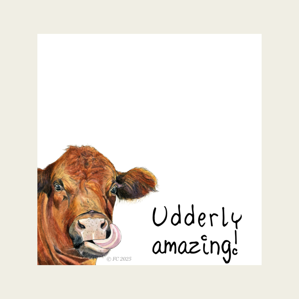 Sticky Notes w/ Cow Art & "Udderly Amazing" Note | 50 Sheets