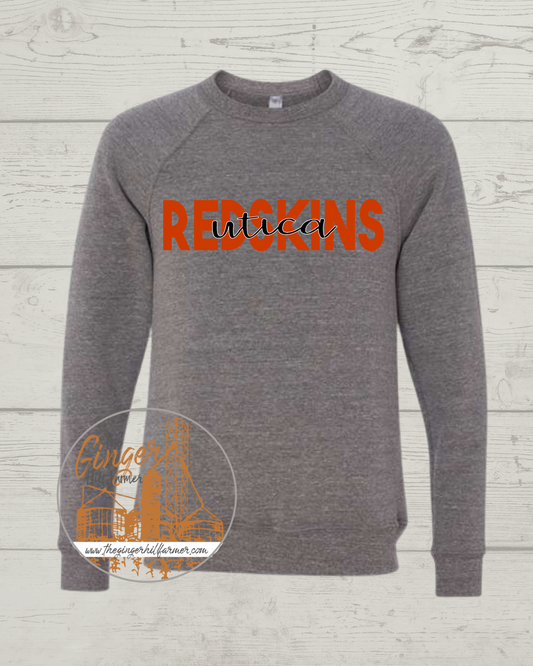 Youth Utica Redskins Short Sleeve Tee or Sweatshirt