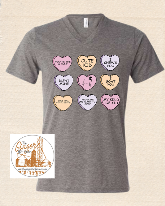 Goat Candy Hearts Graphic Tee, Long Sleeve Tee or Sweatshirt | Small-3XL