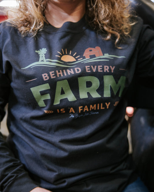 black long sleeve tee on a model