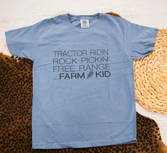 Tractor Riding, Rock Pickin' Farm Kid Kids Graphic T-Shirt | Sizes Small-XL