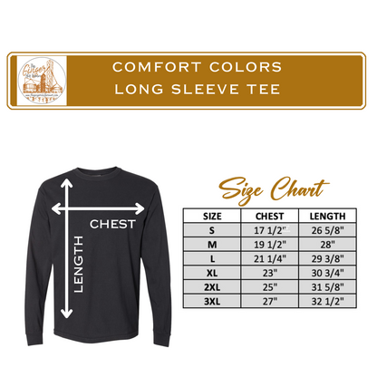 comfort colors long sleeve size chart