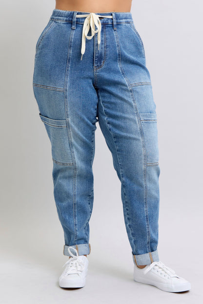 Judy Blue Jeans Clayton High Rise Cuffed Cargo Denim Jogger