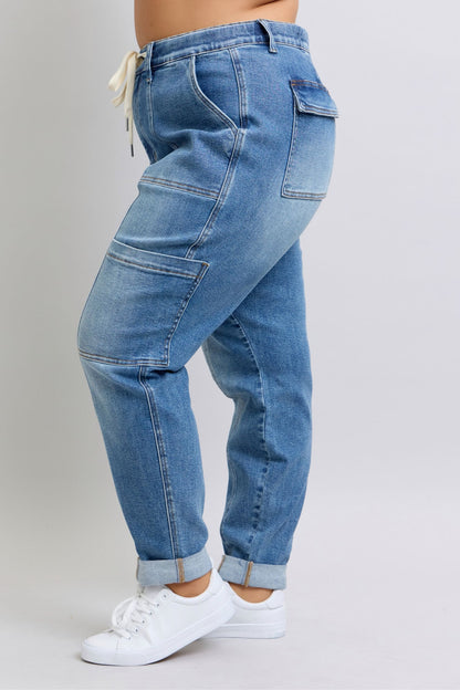 Judy Blue Jeans Clayton High Rise Cuffed Cargo Denim Jogger