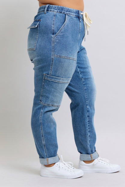 Judy Blue Jeans Clayton High Rise Cuffed Cargo Denim Jogger