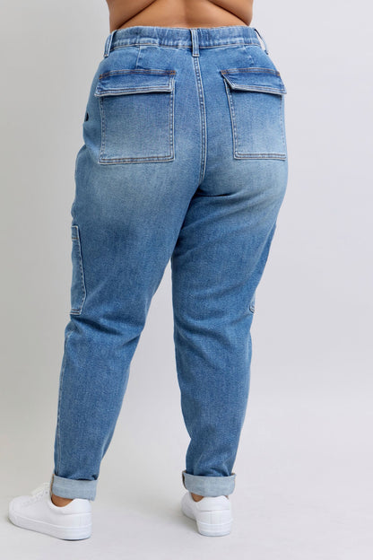 Judy Blue Jeans Clayton High Rise Cuffed Cargo Denim Jogger