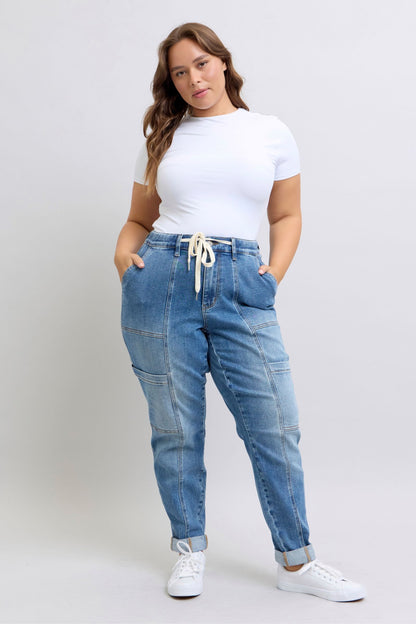 Judy Blue Jeans Clayton High Rise Cuffed Cargo Denim Jogger