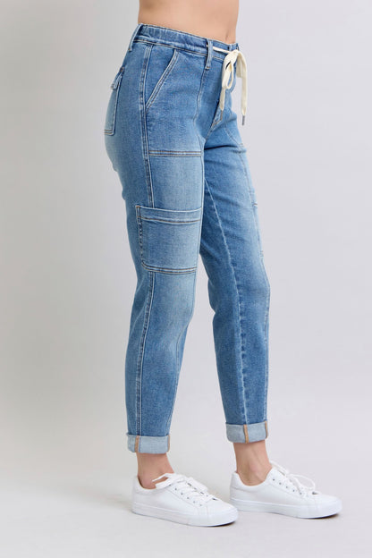 Judy Blue Jeans Clayton High Rise Cuffed Cargo Denim Jogger