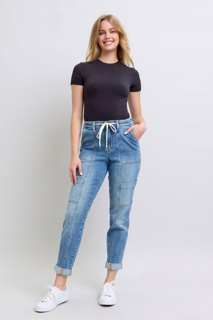 Judy Blue Jeans Clayton High Rise Cuffed Cargo Denim Jogger