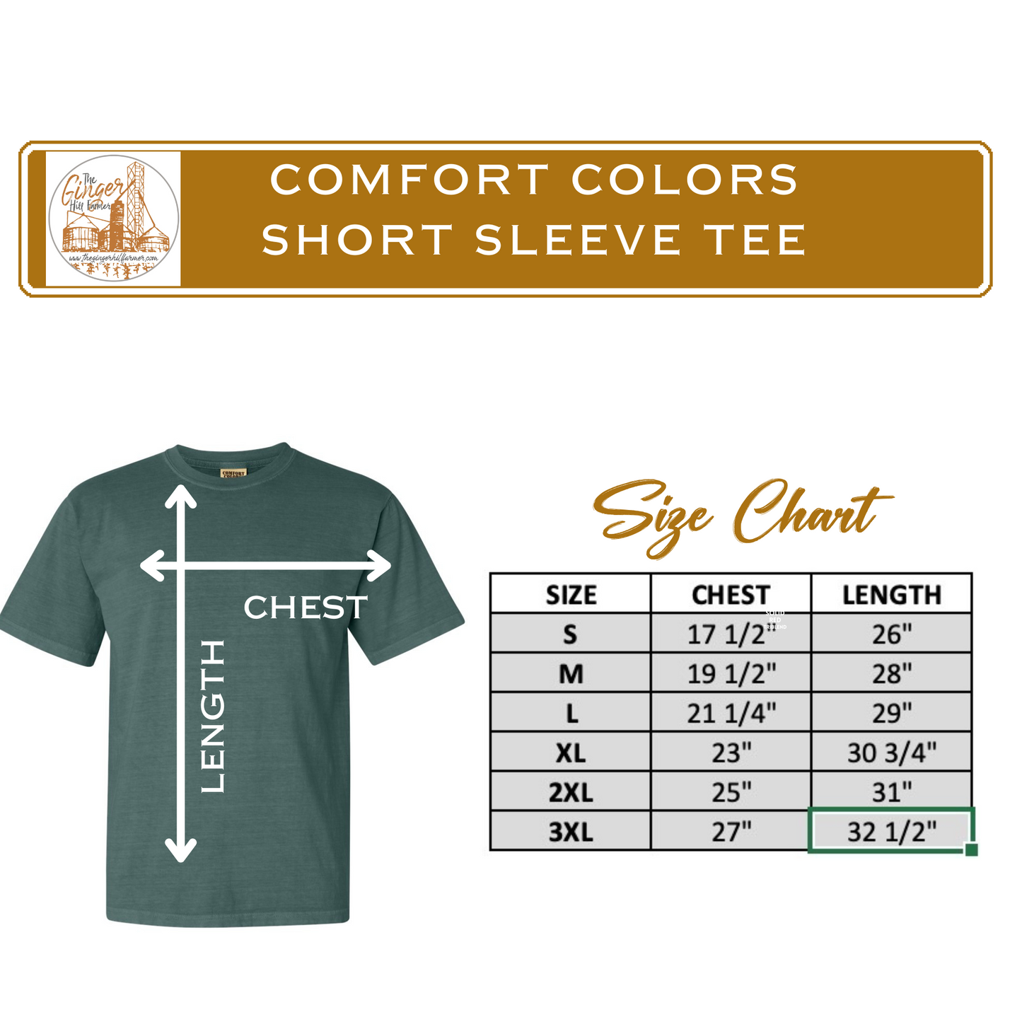 comfort colors short sleeve size chart