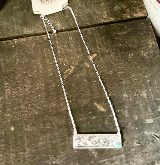 Line Bar Pendant Turquoise Necklace