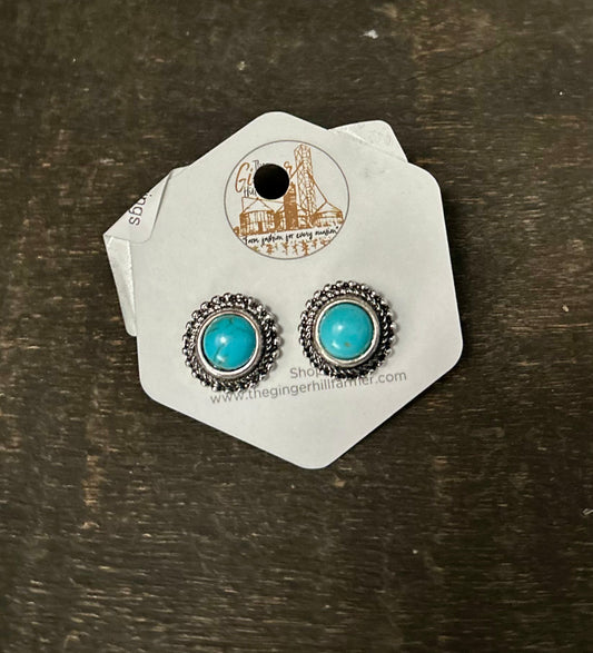 Turquoise Round Stone Earrings