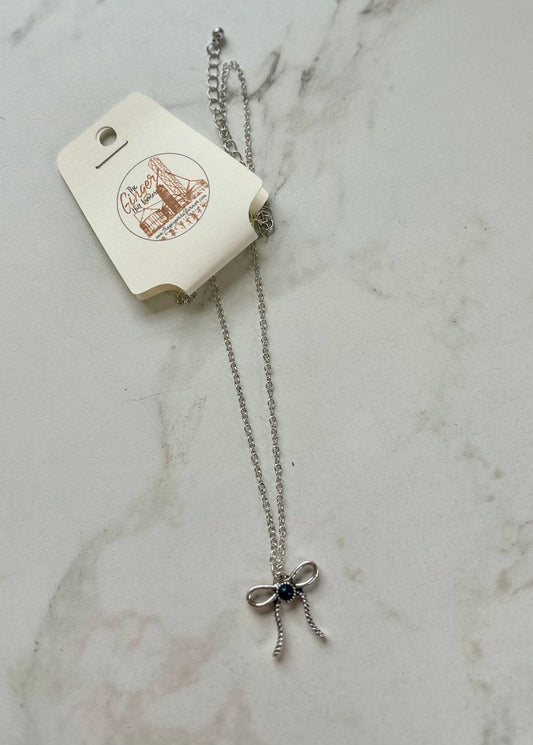 Western Style Coquette Bow Ribbon Pendant Chain Necklace