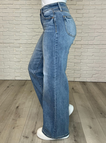 Judy Blue Karis High Rise Vintage Wash Retro Wide Leg