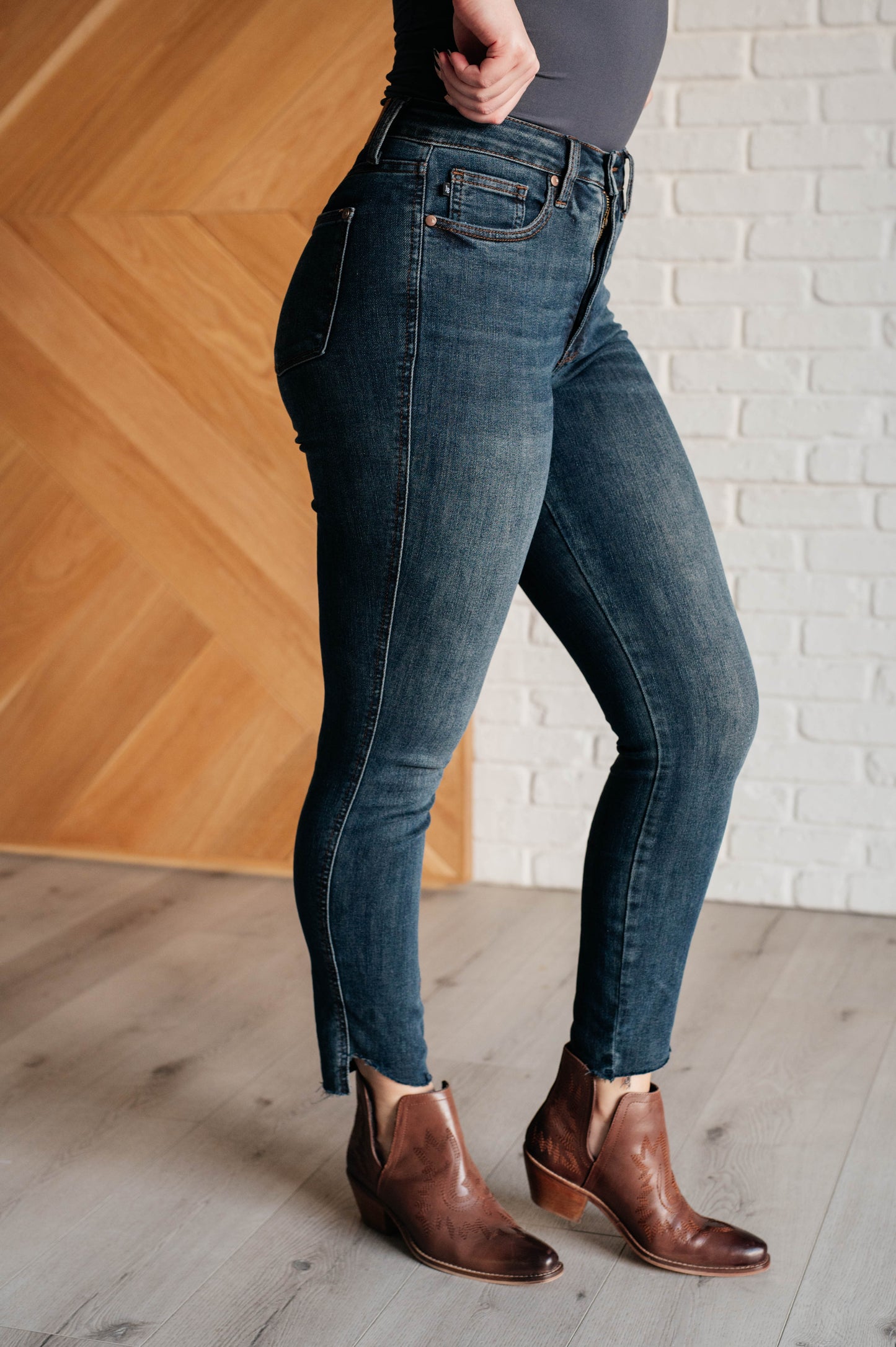 Judy Blue Tessa High Rise Control Top Step Hem Skinny Jeans