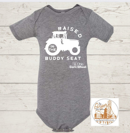 OCW Kids Raised in the Buddy Seat Short Sleeve Graphic Tee in Grey | Sizes 3M-XL