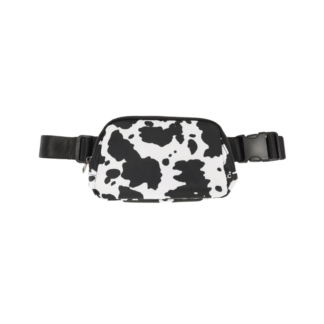 Cow Print Belt Bag Black