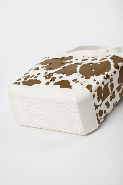 Brown Cow Print Utility Tote Bag - Small