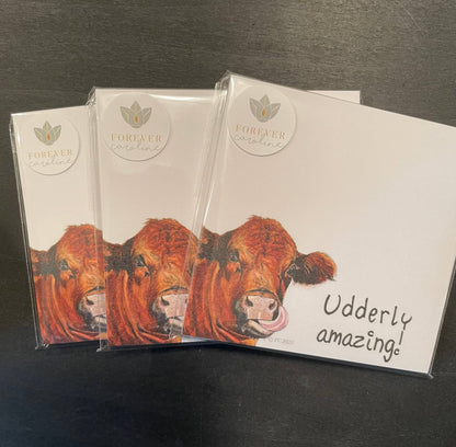 Sticky Notes w/ Cow Art & "Udderly Amazing" Note | 50 Sheets