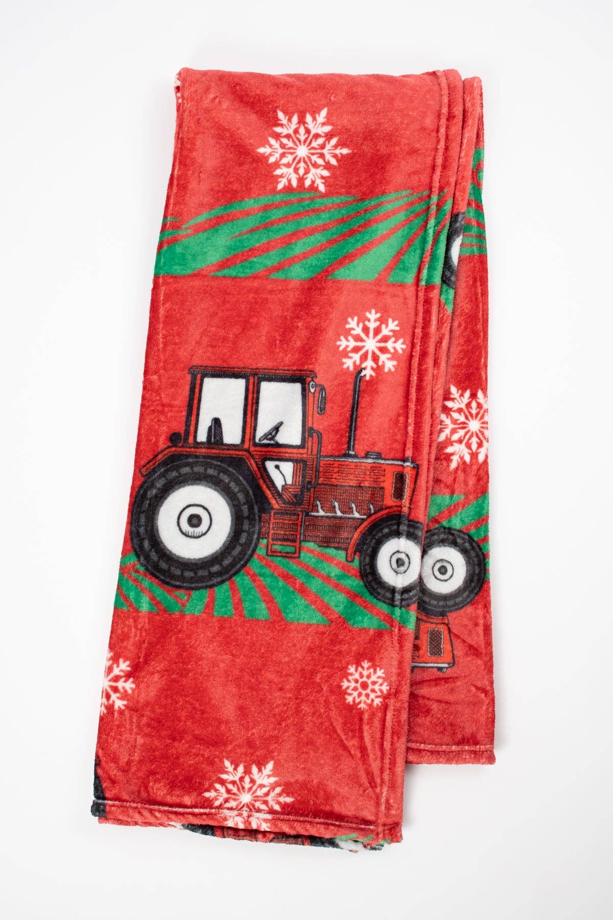 Red Tractor Christmas Plush Blanket