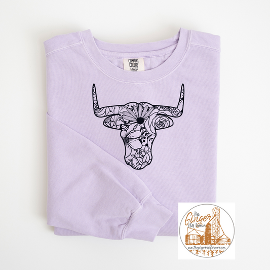 Floral Cow Tee, Long Sleeve Tee or Sweatshirt | Small-3X