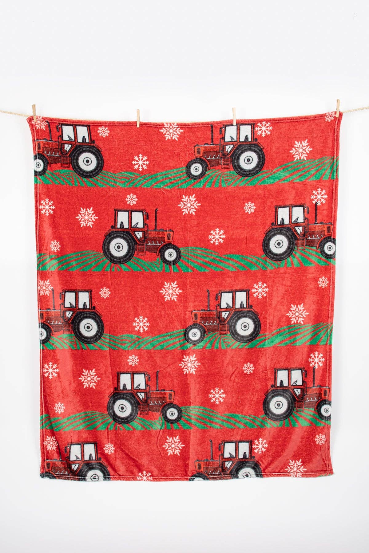 Red Tractor Christmas Plush Blanket