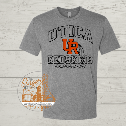 Adult Utica Redskins Est 1959 Short Sleeve, Long Sleeve Tee or Sweatshirt