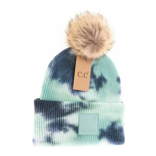 Tie Dye Fur Pom Beanie