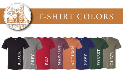 short sleeve t-shirt color options to choose from