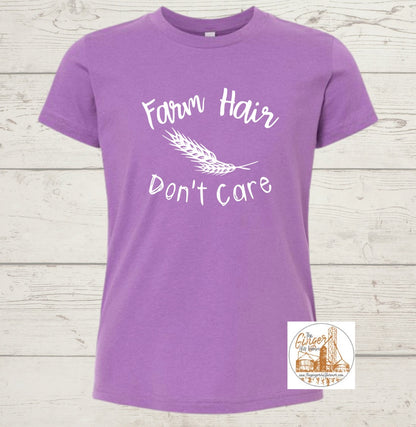 Farm Hair Don't Care Kids Short Sleeve Graphic Tee in Purple | Sizes Small-XL